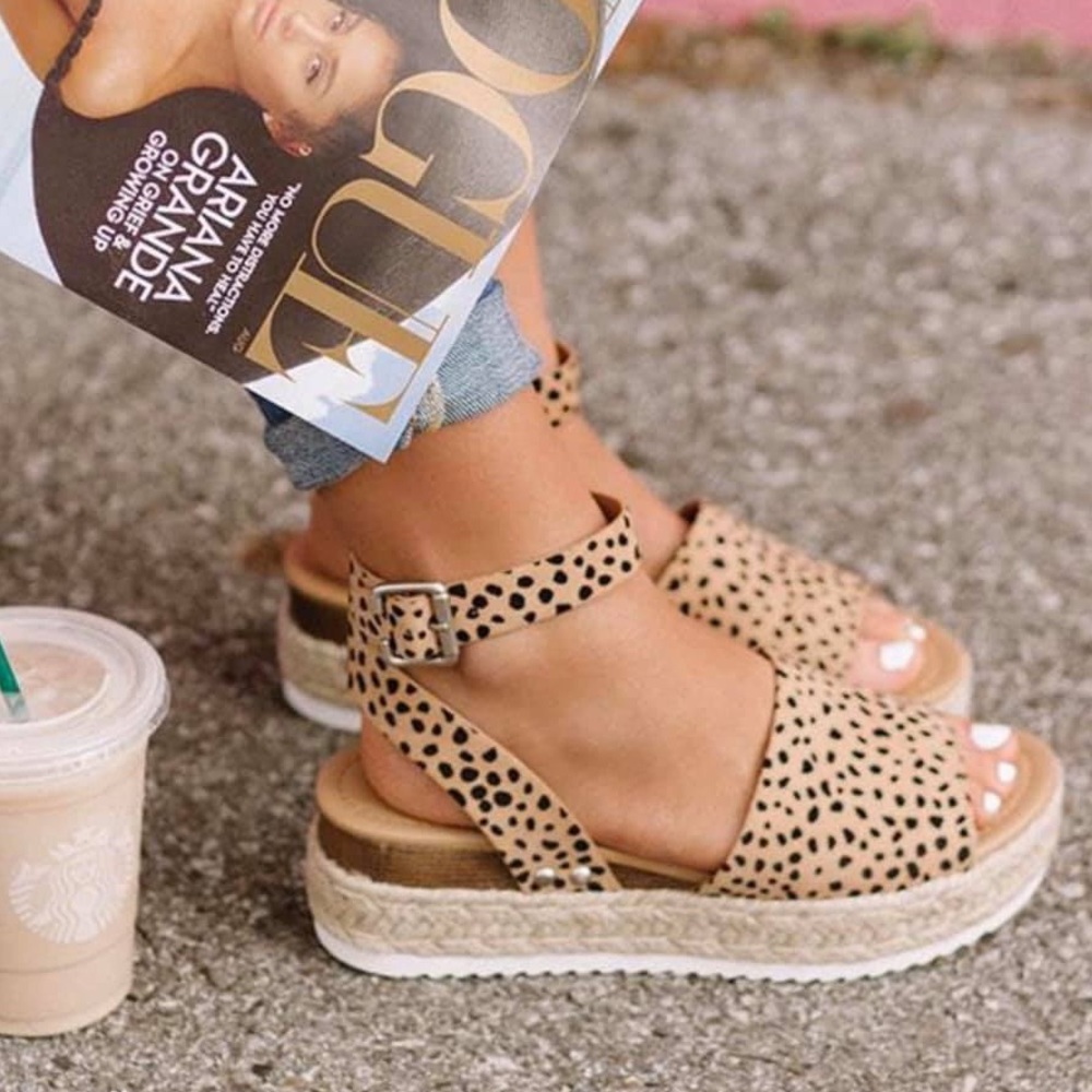 Last Pair!! - Cheetah Flatform Sandals